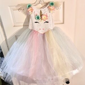 Unicorn Silver shimmer Birthday dress unicorn princess size 3T